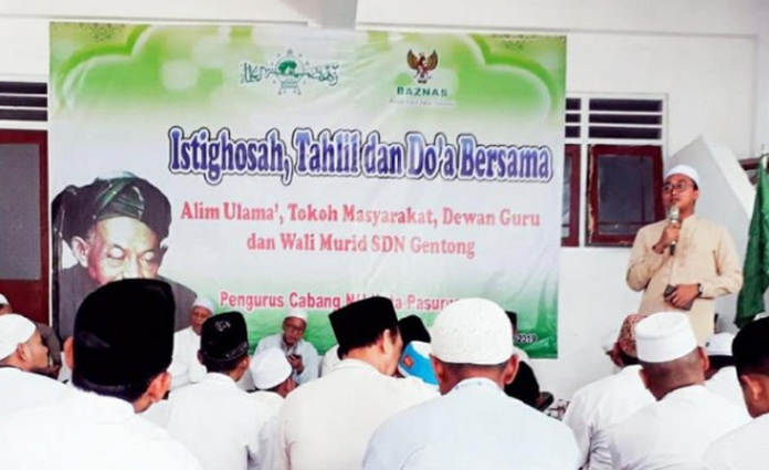 Istighosah bersama dengan PCNU Pasuruan, mendoakan para korban ambruknya atap SDN Gentong