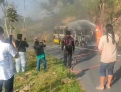 Kecelakaan Terbakar Elf: 19 Wisatawan Selamat di Jalur Sarangan Magetan